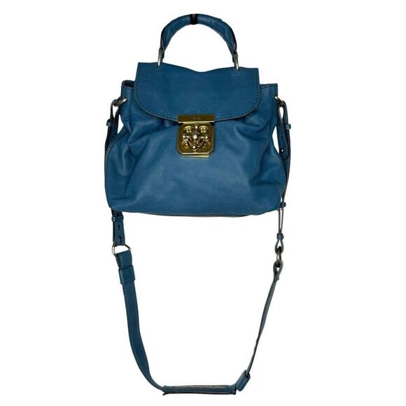 Chloé Elsie Satchel Blue Leather Top Handle Bag Gold Turnlock - Picture 14 of 14